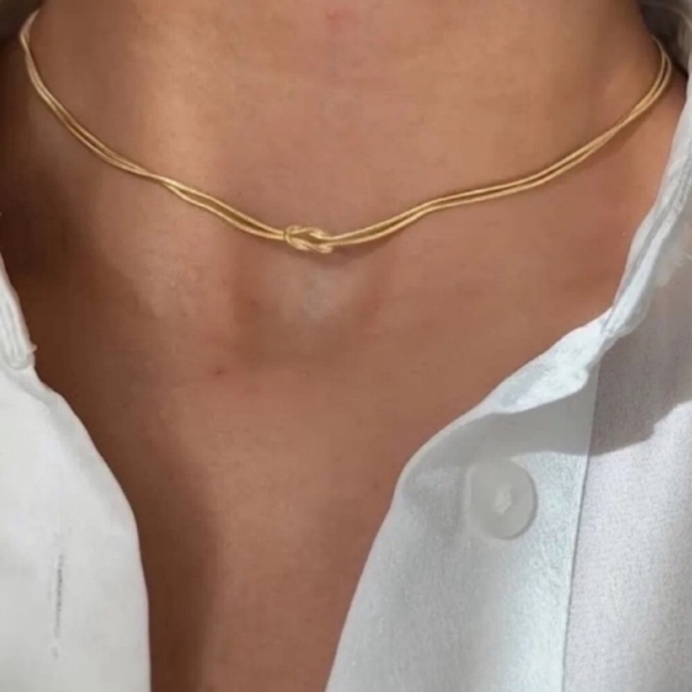 New! 18k Gold Plated Petite Knot Necklace new